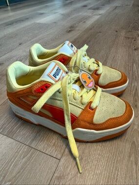 Pokémon Puma Kids Yellow and Orange Low-Top Sneakers Size 4